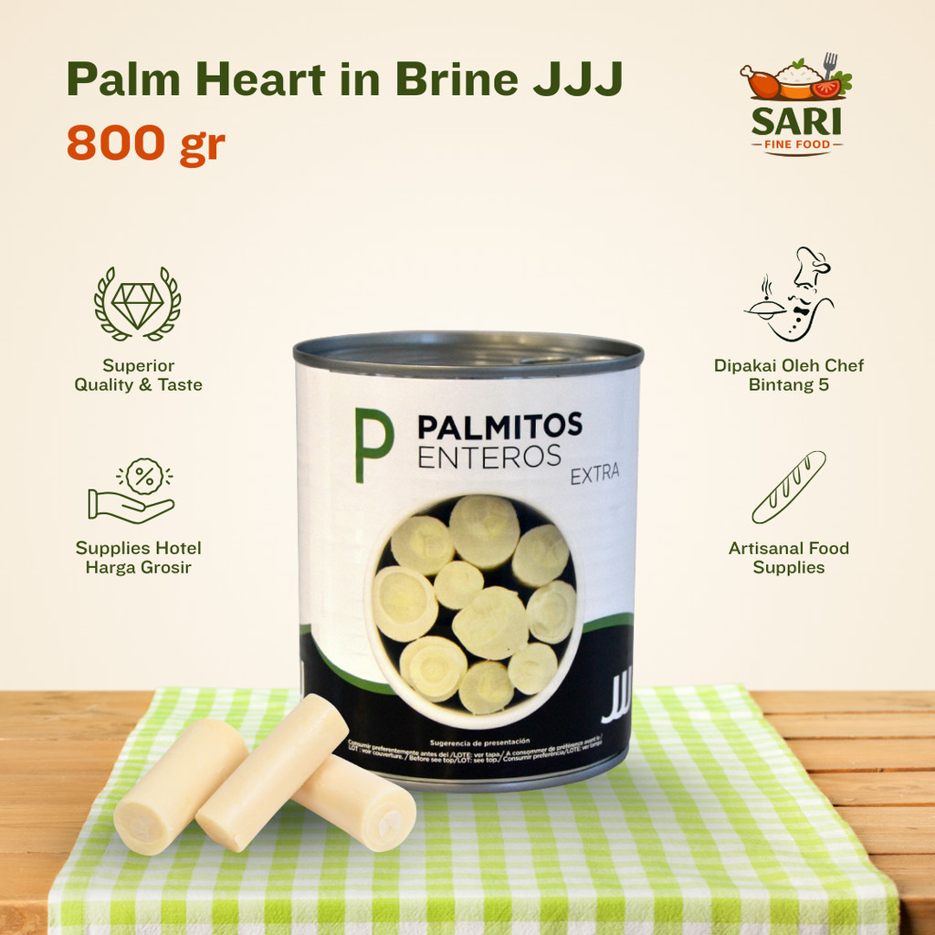 Melt|| Palm Heart in Brine Palmitos Enteros JJJ Spain Jantung Palm 800gr