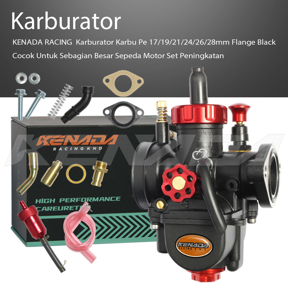 KENADA RACING  Karburator Karbu Pe17/19/21/24/26/28MM Flange Black Cocok Untuk Sebagian Besar Sepeda