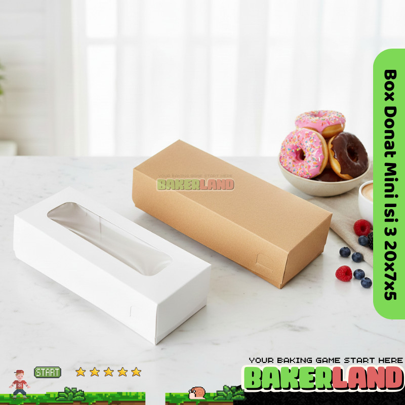 box donat / box donat isi 3 / box donat jendela / box donat 20x7x5 / box donat isi 3 putih