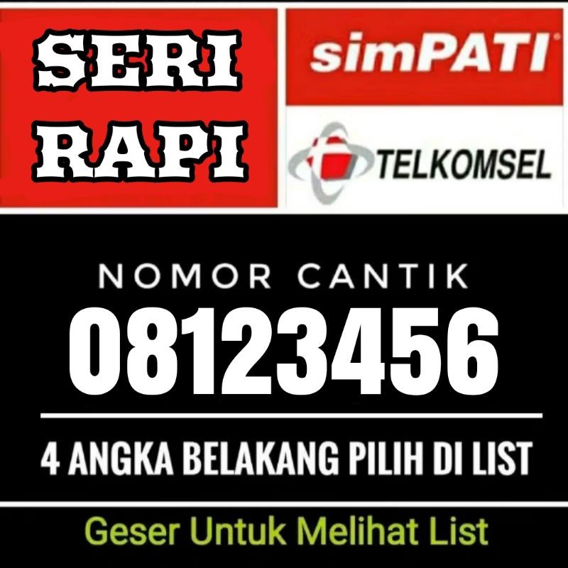 Murah Nomor cantik simpati rapi 123456