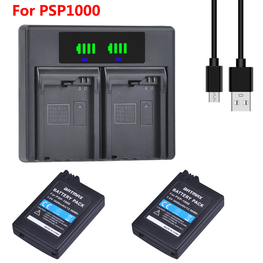 2Pcs 3600mAh PSP1000 Battery + Fast LED arger + for PSP1000 PSP 1000 PSP-110 Console Gamepad