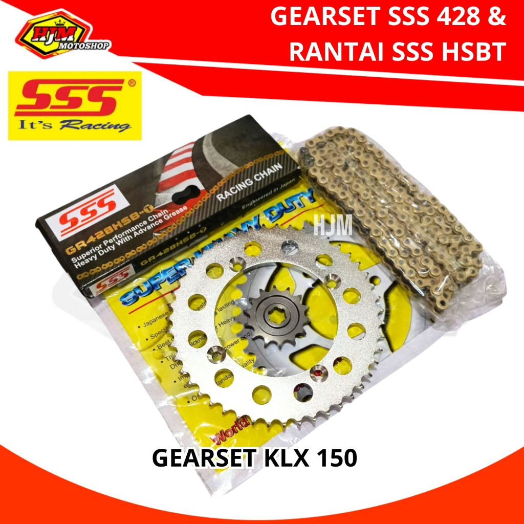 GEARSET SSS 428 KLX 150 - D TRACKER & RANTAI SSS 428 HSBT 140L GOLD