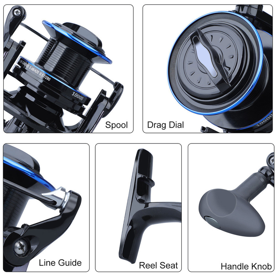Long Casting Reel Sea Fishing Reel 10000 9000 8000 Metal Spool Line Cup 25KG Drag Long Shot Saltwate