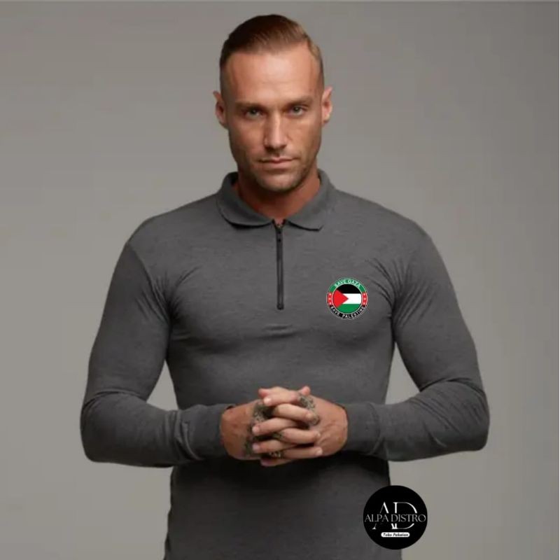 Kaos kerah zipper pria lengan panjang Kaos resleting pria Baju kaos setelan pria terbaru 2004 Kaos i