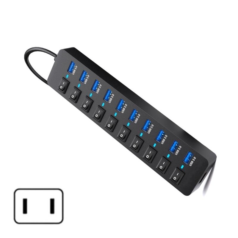10 Port USB Hub USB Hub USB30 Port Hub USB Multiple Port Adapter for PC