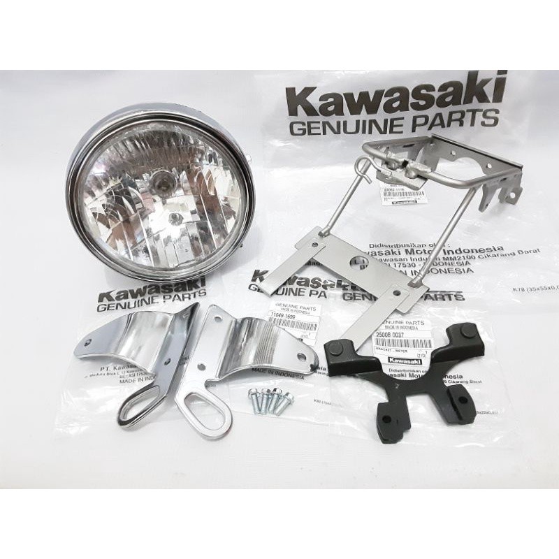 PAKET LAMPU DEPAN NINJA SS BULAT CHROME LAMPU KOMPLIT
