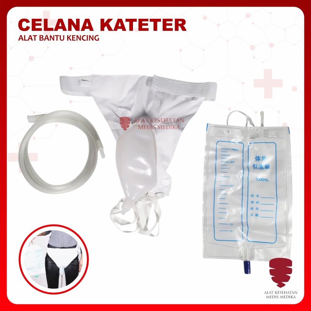 Celana Kateter Pria Wanita Alat Bantu Kencing Urinal Bag Kantong Urine Lansia Orang Tua Pasien