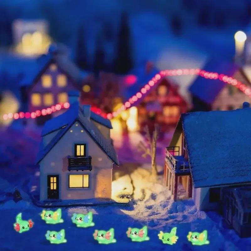 32pcs Mixed Mini Luminous Resin Axolotl Miniatures,Cute Fairy Garden Animals Ornament,Micro Moss Lan