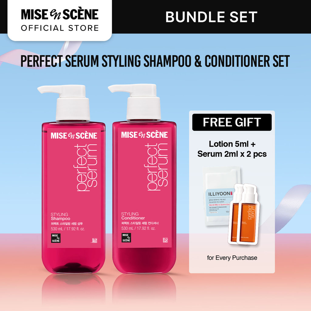 [PAKET HEMAT ISI 2] mise en scene Perfect Serum Styling Shampoo & Conditioner Set -  Perawatan Rambu
