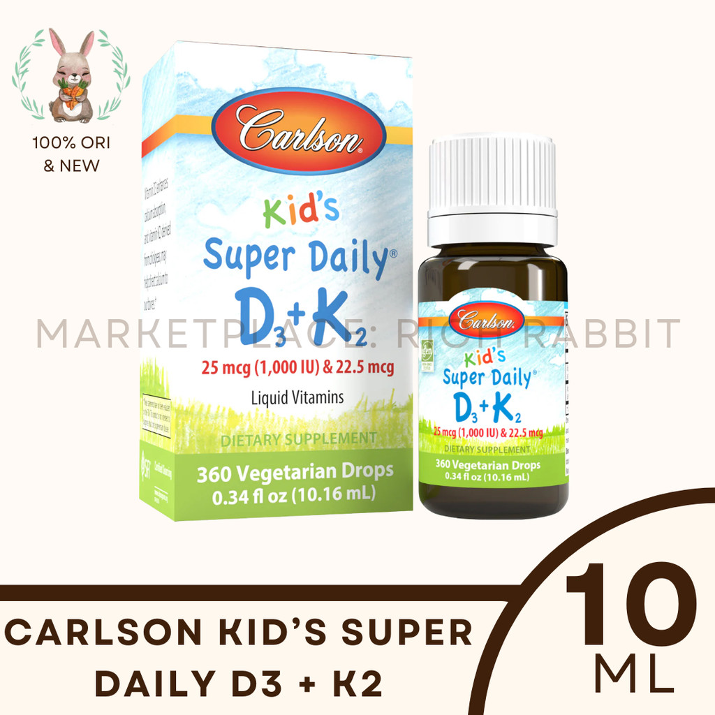 Carlson Kids D3 K2 Vitamin Suplemen Tulang Tumbuh Kembang Anak ORI