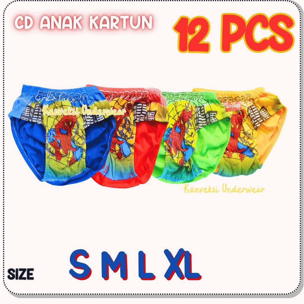 12 Pcs CD Anak Cowok Celana Dalam Anak Cowok Balita Paud TK SD Motif Kartun Lucu
