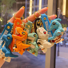 Gantungan kunci kartun dinosaurus Jurassic Tyrannosaurus rex Triceratops boneka kartun gantungan kun