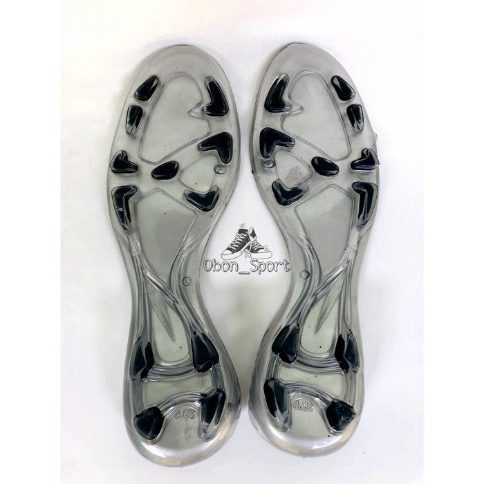 NEW Outsole Sepatu Bola Non Merk Untuk Semua Jenis || Pull Sepatu Bola Model Mizuno - Silver Hitam, 