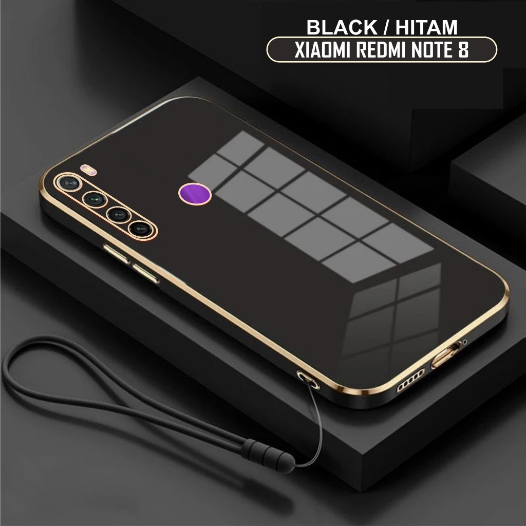 Softcase Xiaomi Redmi Note 8 / 8 Pro Case Luxury Plating Free Tali Lanyard Casing Handphone