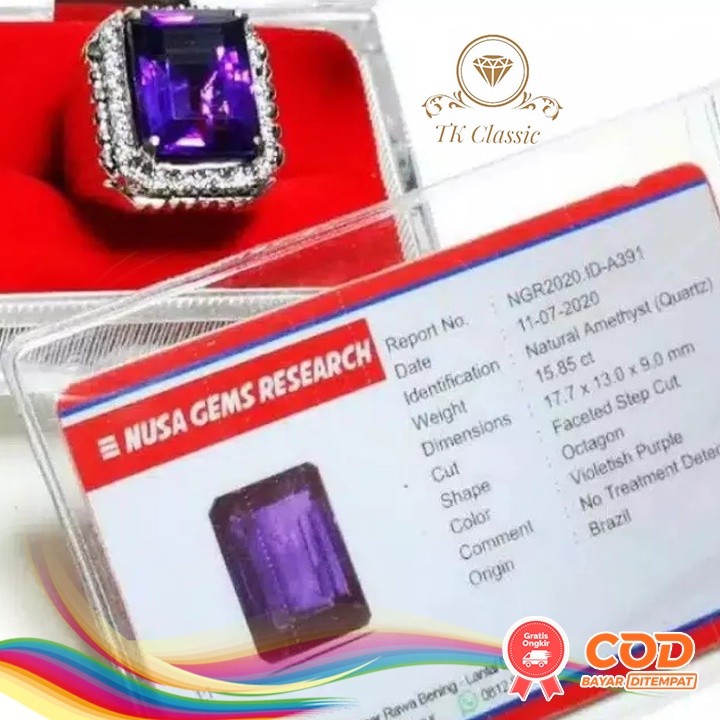 BATU PERMATA NATURAL KECUBUNG AMETHYST + MEMO NGR