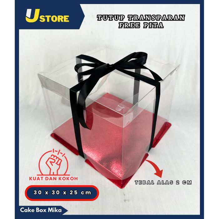 Cake Box Mika Dus Kue Kotak Kue 30x30 cm Tutup Transparant PET KOTAK KADO HANTARAN HAMPERS Gift Box 