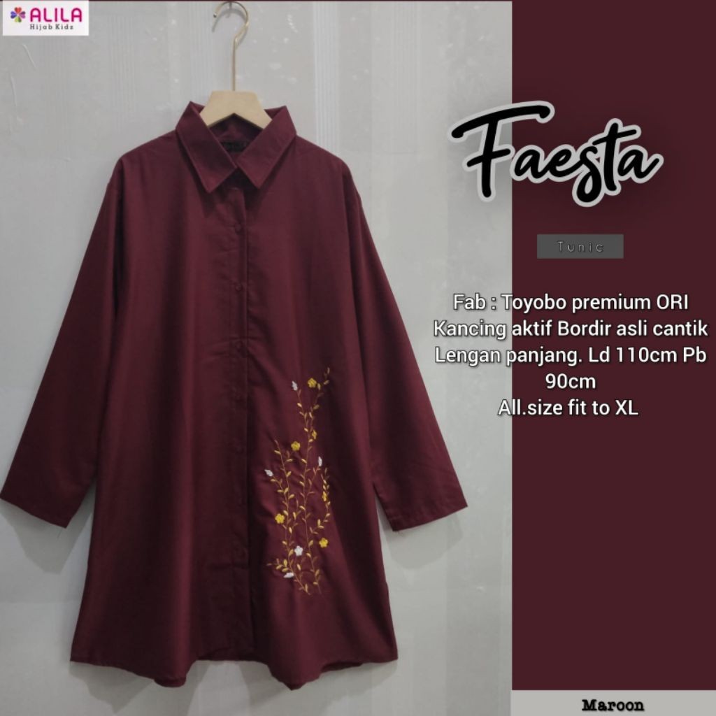 ada grup reseller tanyakan ke admin alya store New Faesta tunik  katun toyobo bordir premium  Alila 