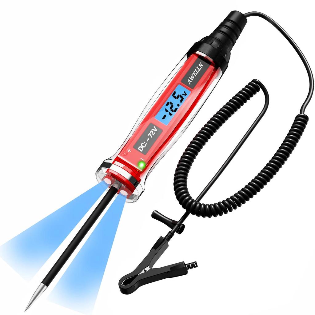 AWBLIN 3-72V DC Automotive Test Light, LCD gital Light Tester with Voltmeter, Heavy Duty Circuit Tes