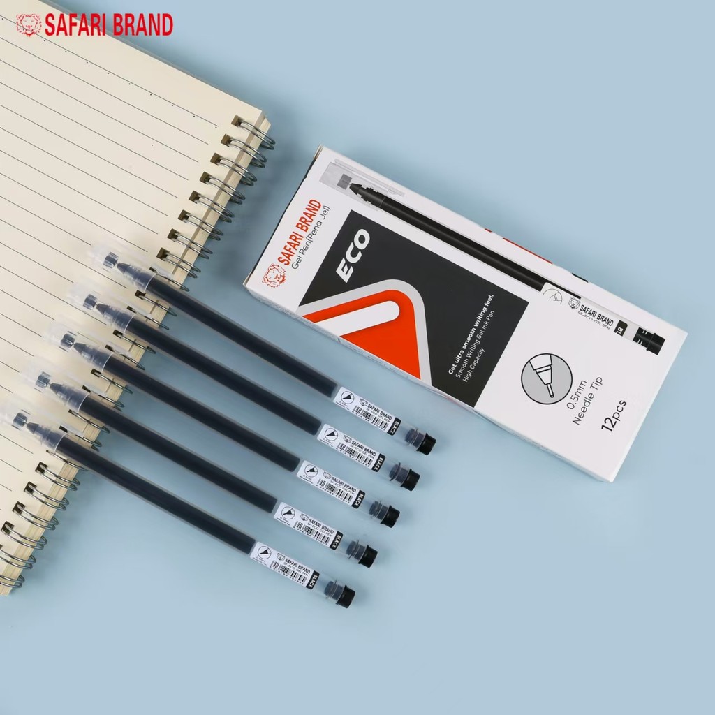 (PAKET 12PCS/1 LUSIN) SAFARI BRAND ECO GEL PEN