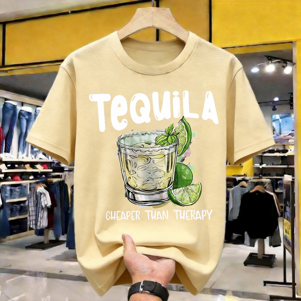 Tequila Therapy Graphic Print Kaos Polos Katun Premium Tebal 210GSM Original Indonesia Size Lengkap 