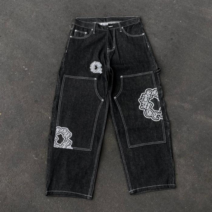 WPCO- BAGGY Pants Carpenter Big Pocket Circle | Celana Panjang Pria Bordir White