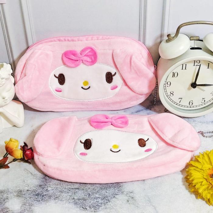 BIG SALE Kotak Pensil SANRIO bahan Kain Bludru Lucu Cute Melody Kuromi TERMURAH COD - PINK MELODY