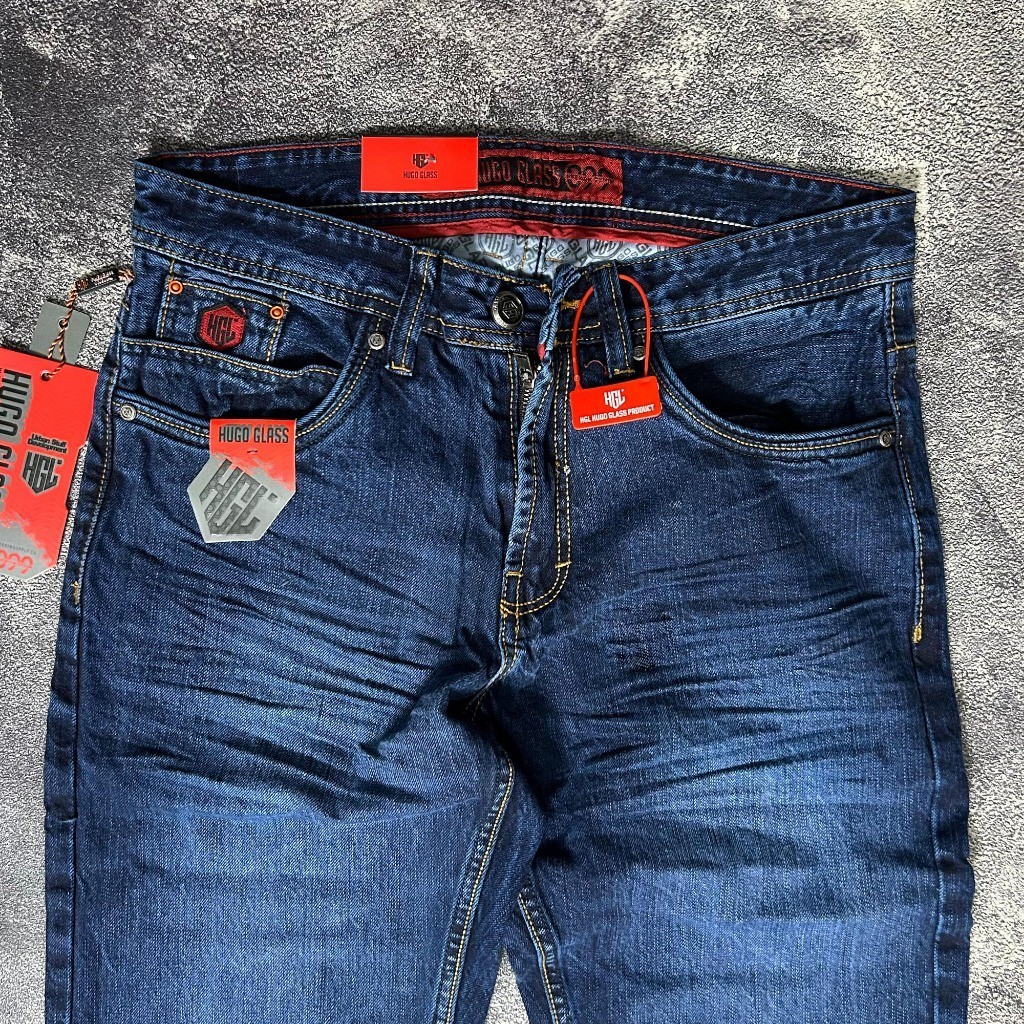 Celana Jeans Pria HUGO GLASS Denim Halus Tidak Kaku