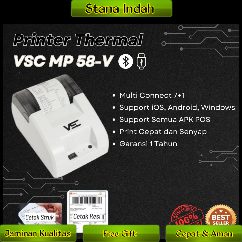 PRINTER THERMAL 58MM BLUETOOTH VSC TM-58V RPP02N PUTIH
