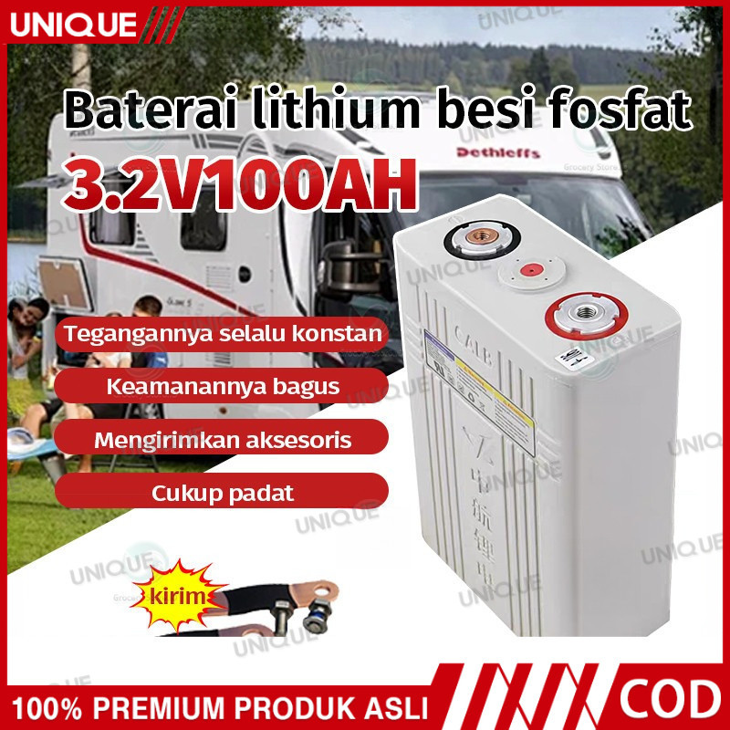 UNIQUE 3.2V 200Ah Elektrik Baterai Lithium LIFEPO4 Baterai Lithium fosfat 3.2V 200AH 100AH 60AH
