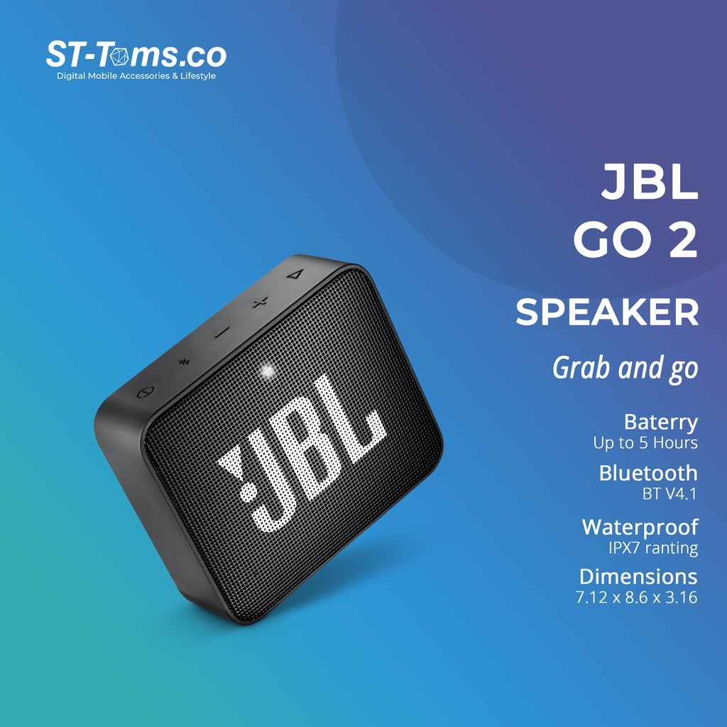 JBL GO 2 Portable Bluetooth Speaker With Mic