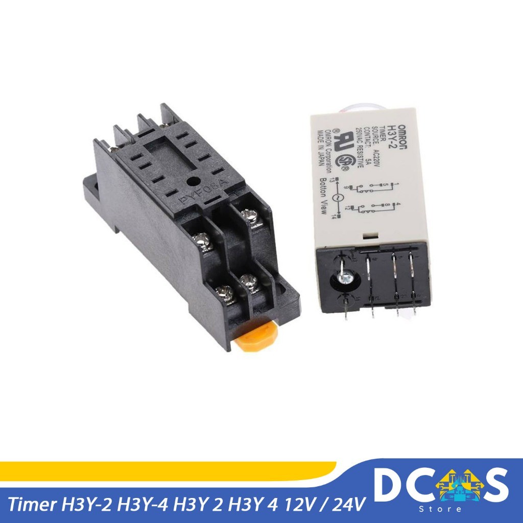 DC Timer H3Y-2 H3Y-4 H3Y 2 H3Y 4 12V / 24V DC 60s 1min Delay Relay DPDT + Socket Base