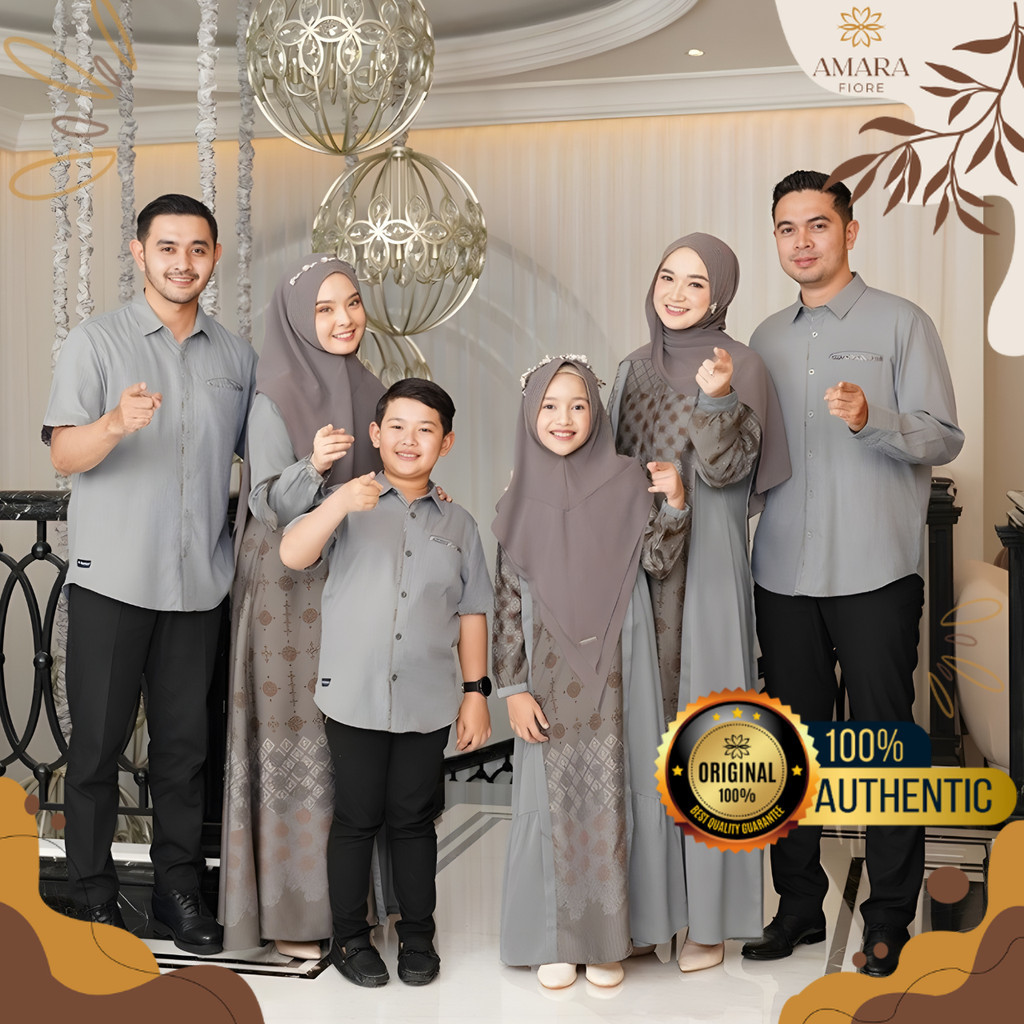 Family Set Lebaran Premium Sarimbit Almeira 2026 Desert Taupe Motif Ethnic Modern Exclusive