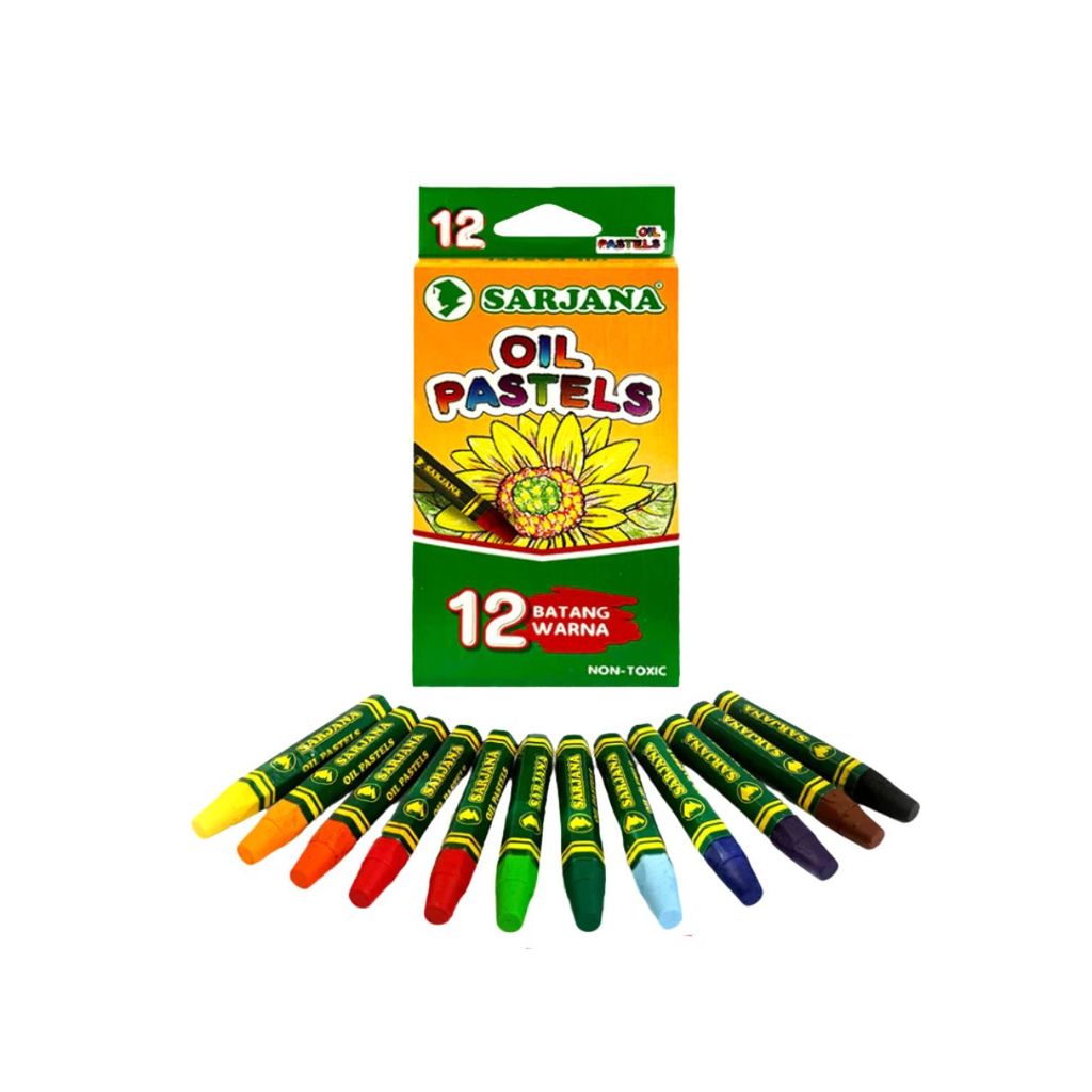 SARJANA Oil Pastel Standart 12 Warna  | Krayon & Pastel Warna | Perlengkapan Mewarnai