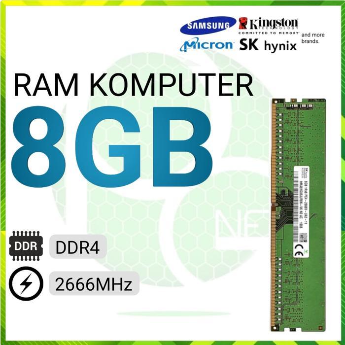 RAM DDR4 8GB 2666MHz | RAM PC Komputer PC-21300 2666MHz - Micron by Josscom