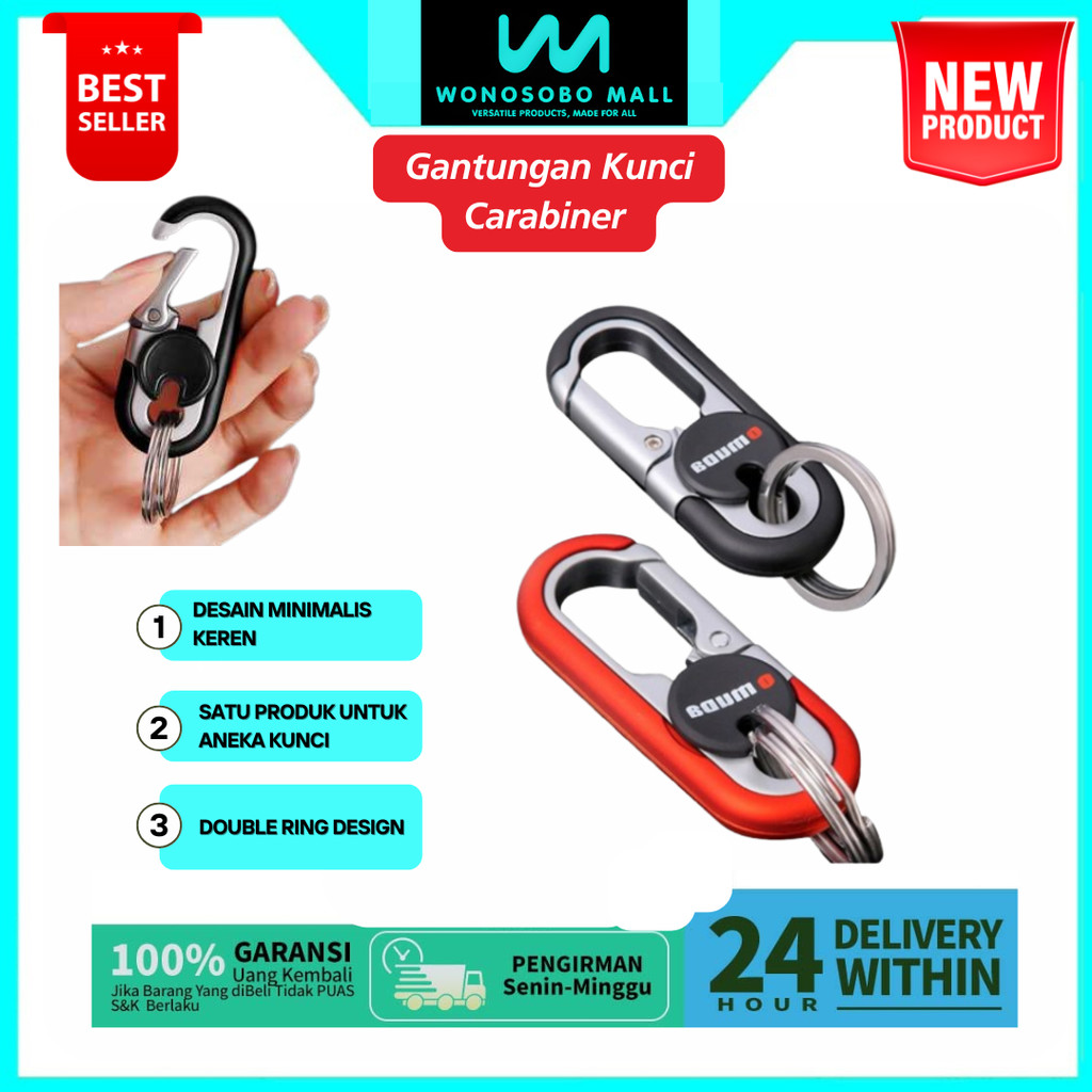 WM Gantungan Kunci Mobil Metal Car Keychain Clip - A3746 - 7CHZIPBK