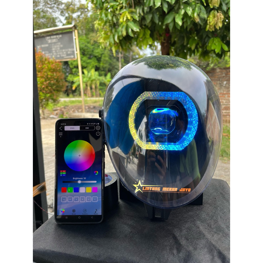 Reflektor lampu depan RGB SCOOPY FI 2013-2016 custom BILED MATRIX X1 SHOURD AKRILIK