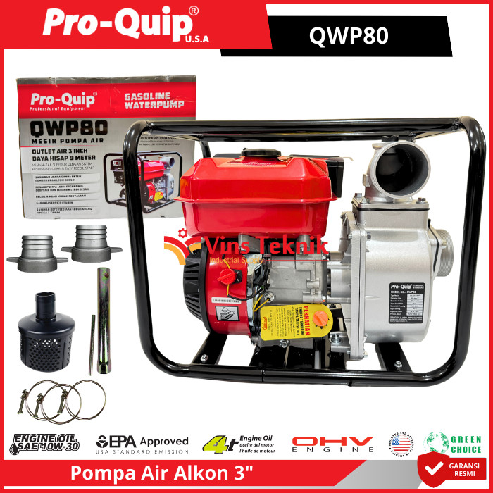 ProQuip QWP80 Mesin Pompa Air Bensin Pompa Air Irigasi Pompa Alkon Water Pump 3" QWP 80