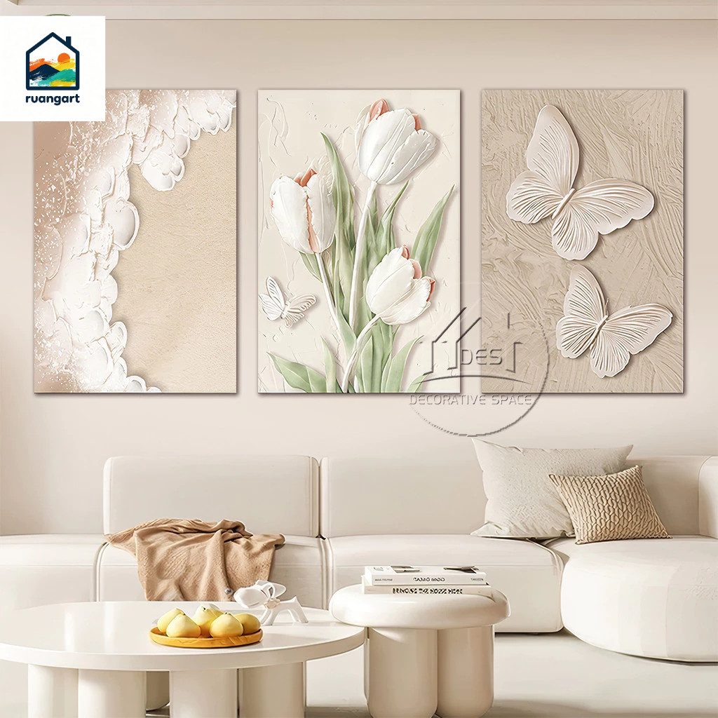 Dekorasi Dinding Bingkai Bunga Minimalis Bergaya Nordik, Hiasan Dinding Untuk Ruang Tamu, Cetakan De