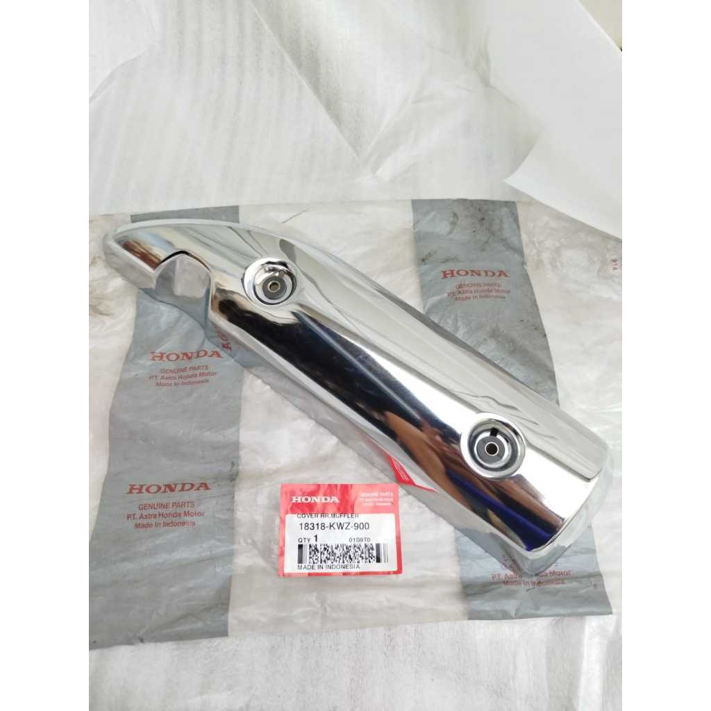 BESI TEBAL COVER TAMENG TUTUP PELINDUNG KNALPOT MUFFLER HONDA REVO AT ABSOLUTE MATIC CHROME ORIGINAL