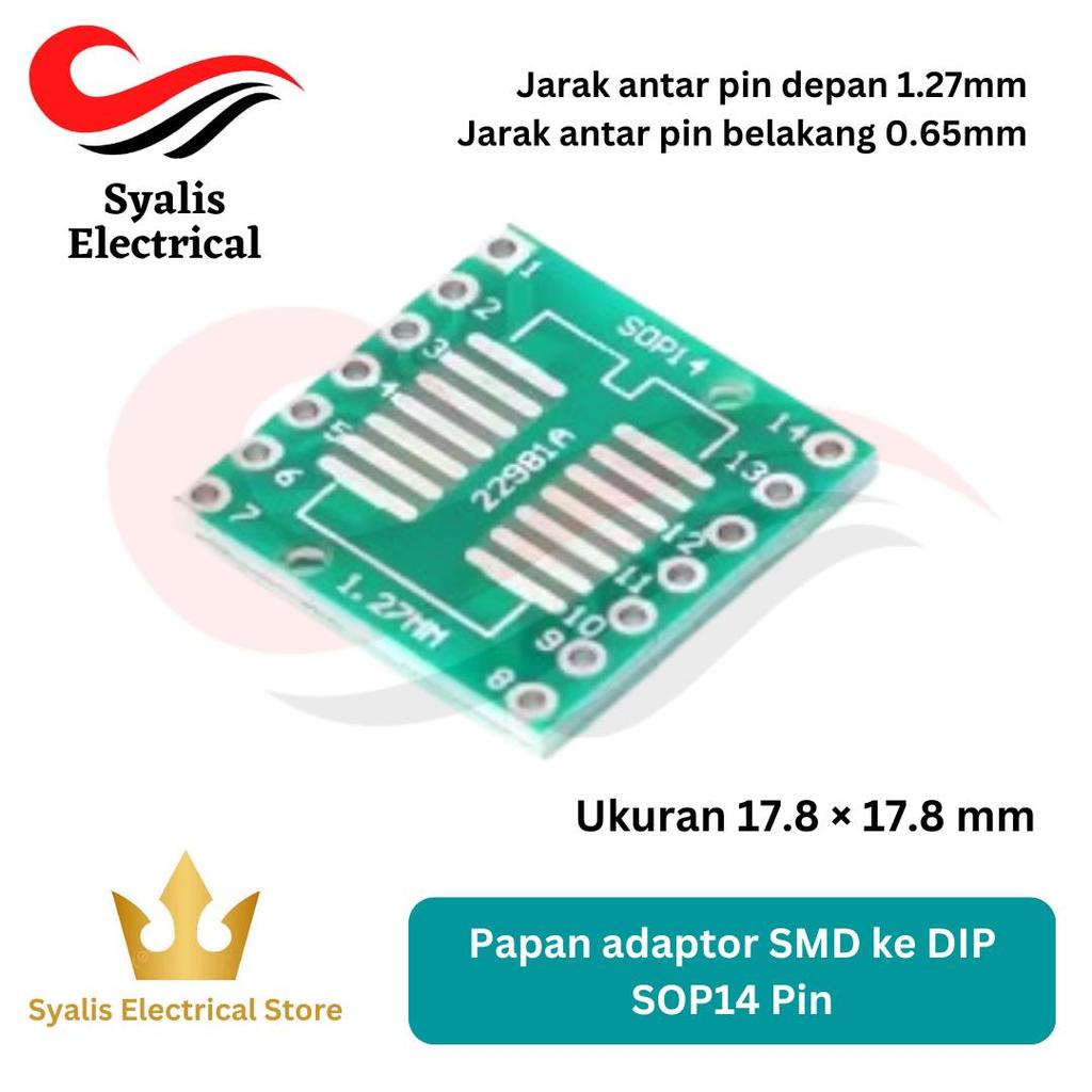 PCB Board SOP14 Papan adaptor SMD ke DIP Pin Adapter universal breakout board [Syalis]