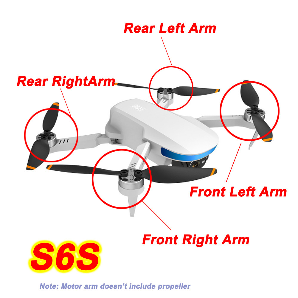 S6S GPS Drone Original Motor Arm Spare Part Front / Rear Left / Arm with Brushless Engine Part S6S A