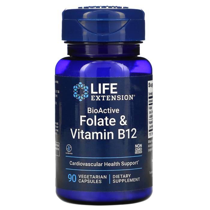 LIFE extension BioActive Folate & Vitamin B12 cardiovascular isi 90