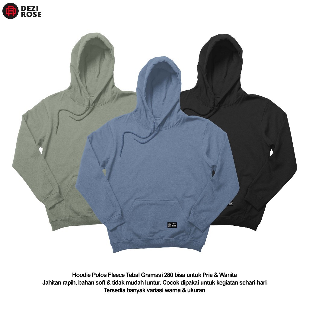 Dezirose Sweater Hoodie Polos Pria Wanita Fleece Tebal Premium Unisex