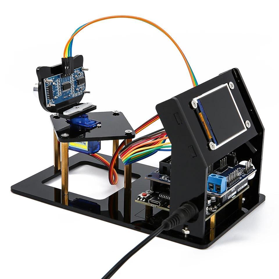 Kit Robotika DIY Sensor Ultrasonik Radar Simulasi dengan R3, Layar TFT SPI 18", Servo sg90 untuk Ard