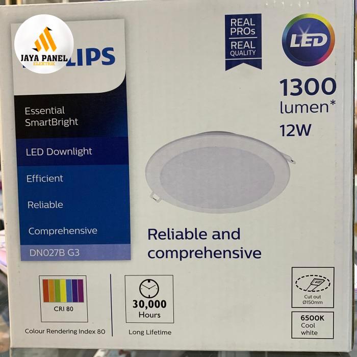 led panel downlight philips 12 watt DN027B G3 6500k putih