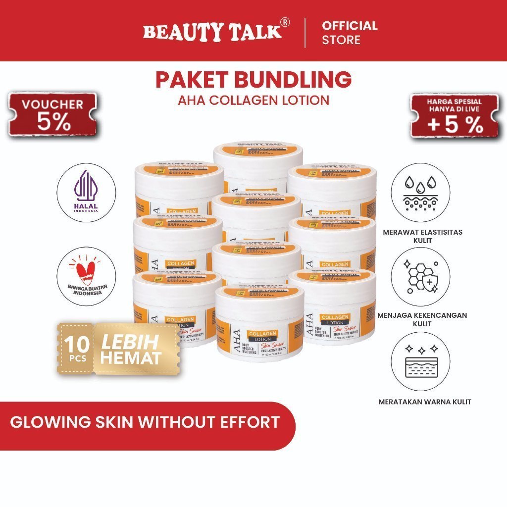 [Bundling hemat - 10PCS] BEAUTY TALK AHA Collagen Lotion 100ML
