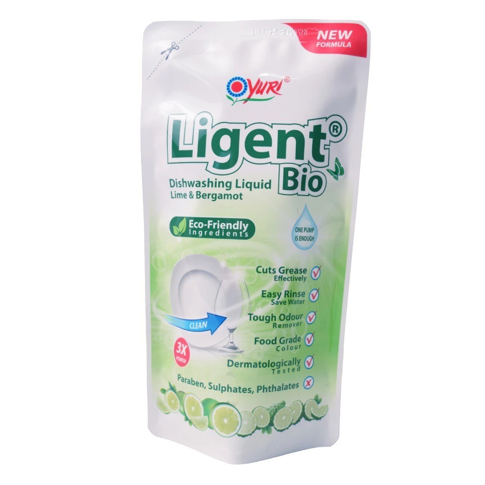 YURI LIGENT SABUN CUCI PIRING LIME 600 ML POUCH LEMON LIGENT