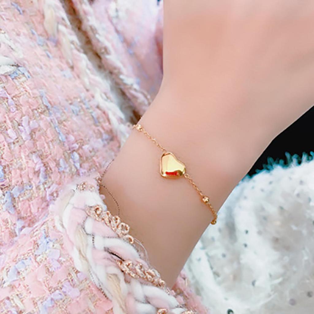 Gelang Titanium Wanita Love Hati Minimalis Elegan Aksesoris Cewek Korea Simple