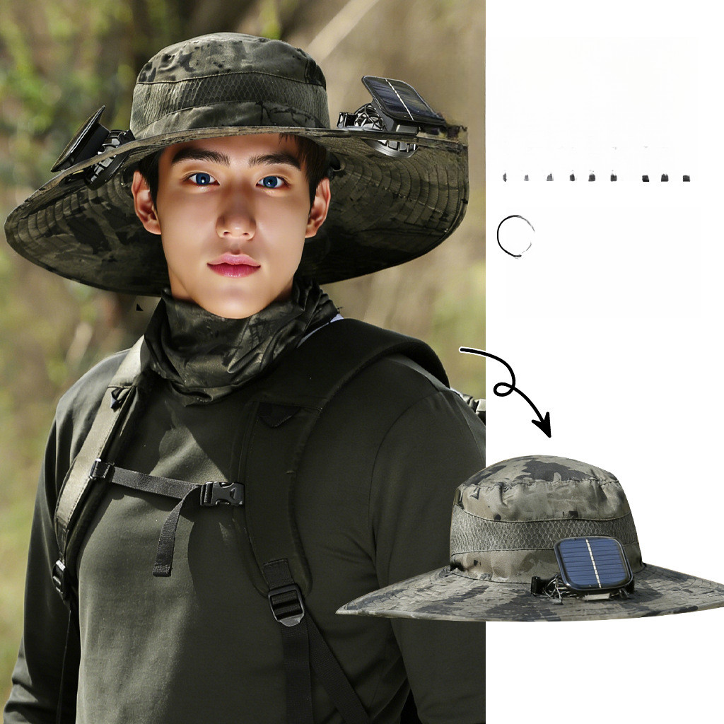 Topi kipas multifungsi anti-panas dan bernapas dengan motif cetak