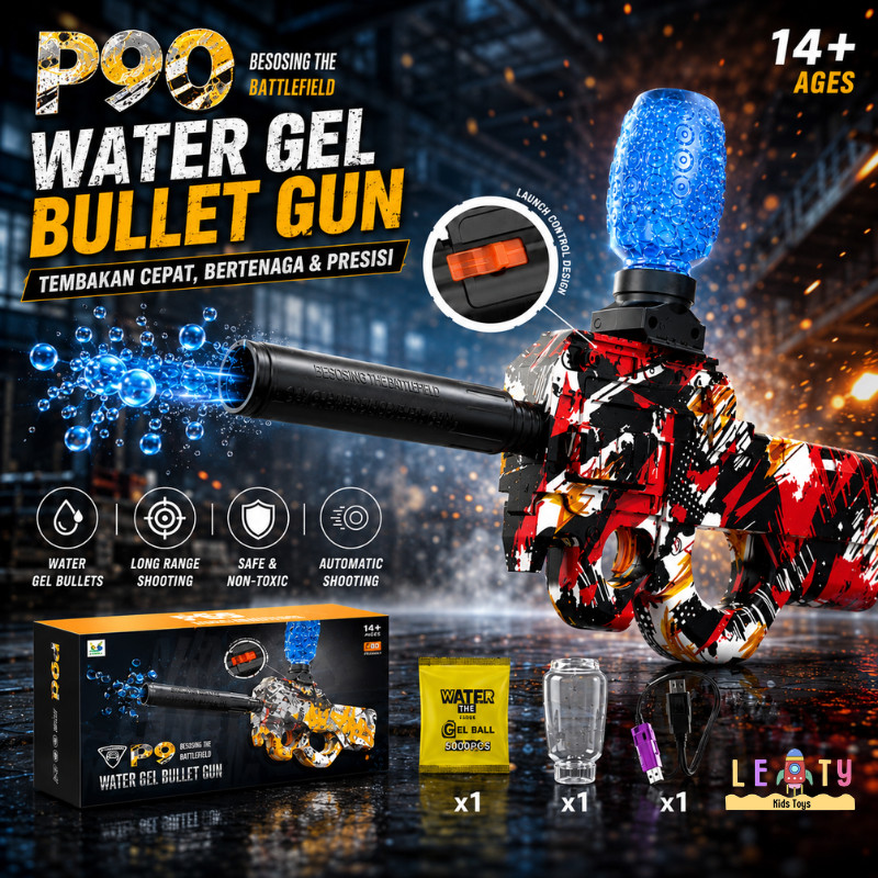 Mainan Water Gell Elektrik Blaster Anak Laki Laki Tembak Tembakan Gel Kado Ulang Tahun Anak P90